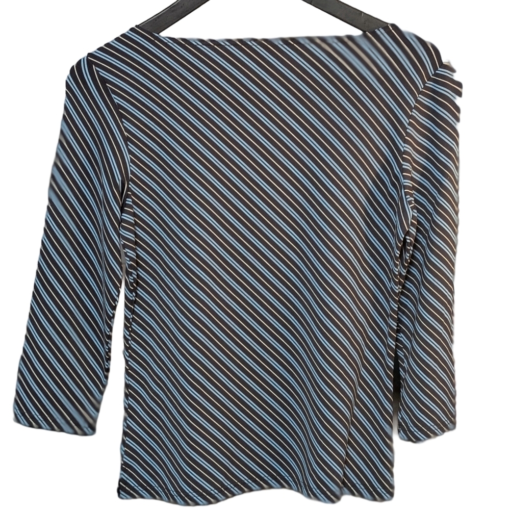The Limited Stretch Collection Diagonal Striped 3/4 Sleeve Top - Picture 2 of 9